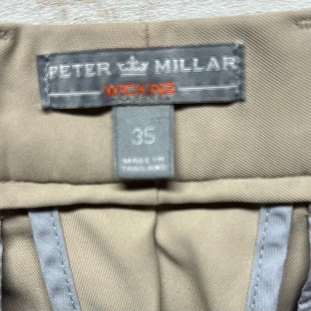 Peter Millar‎ Wicking Shorts Mens 35 Beige Chino Crown Skull Golf